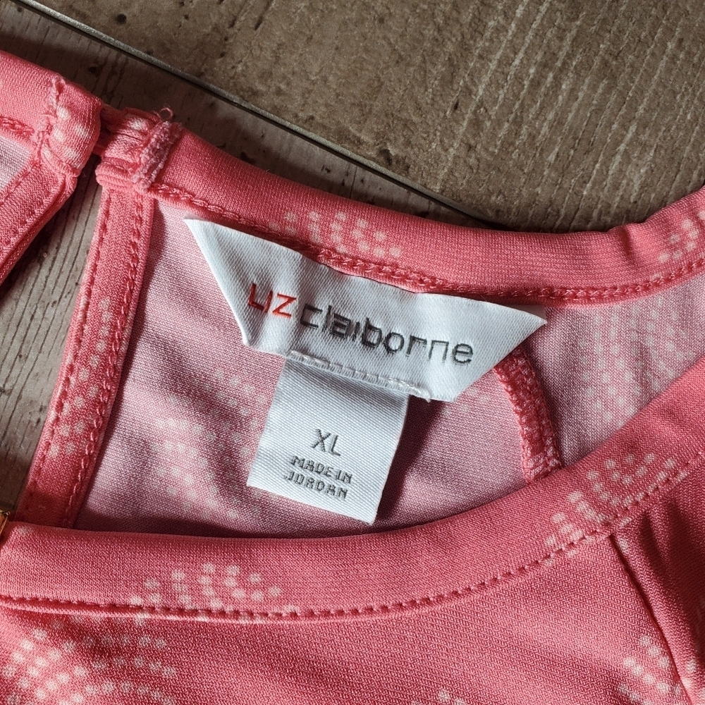 Liz Claiborne Coral Pink Women's Keyhole Blouse with Goldtone Hardware Size XL - Picture 3 of 16